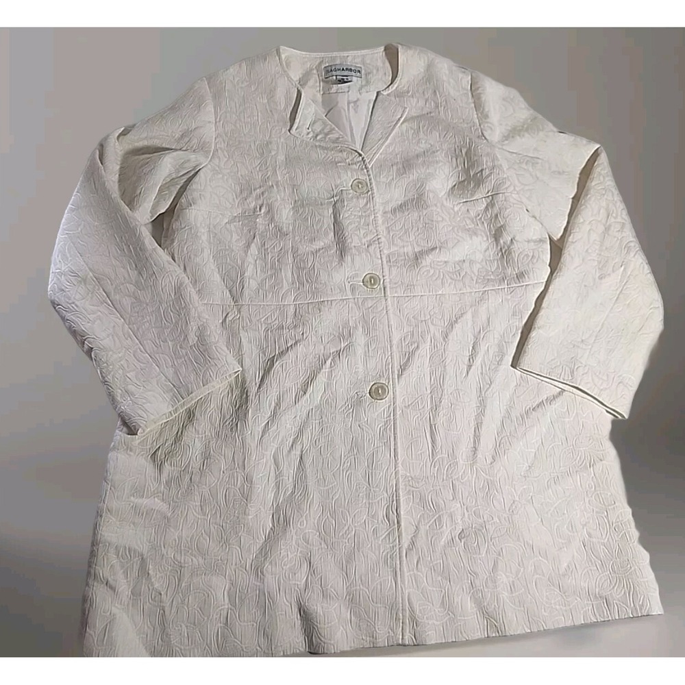 Vintage Sag Harbor Ivory Quilted Mid Length Coat Size 14